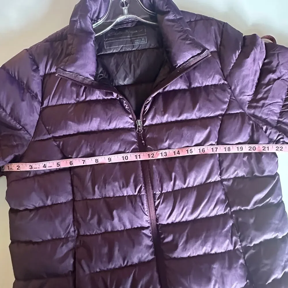 Eddie Bauer Down Coat Womens Size 1X Purple Quilted Ski Winter Outdoor Jacket